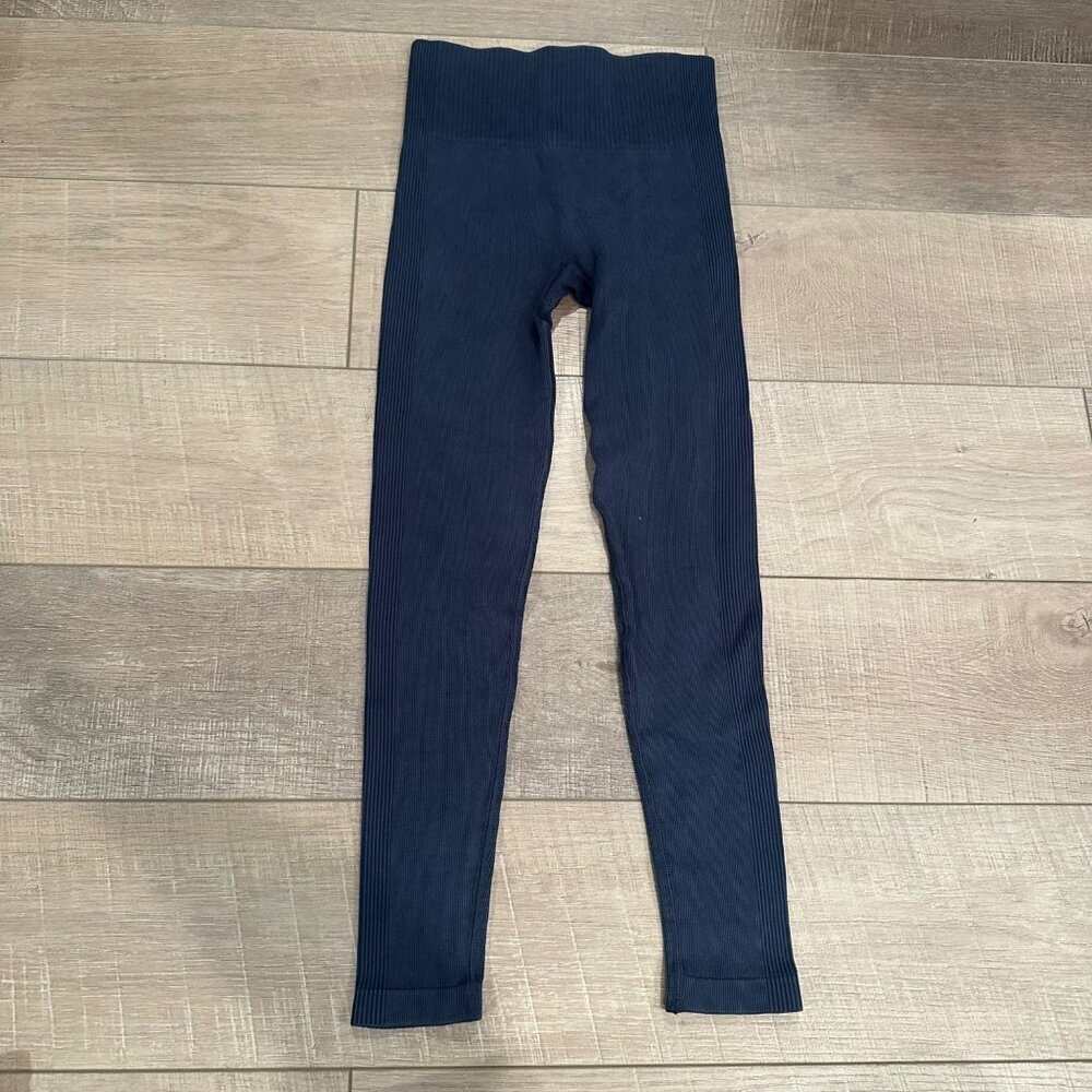 SPANX WOMENS SEAMLESS LEGGINGS BLUE SIZE SMALL